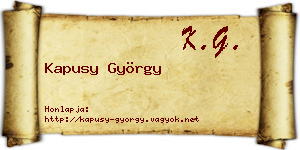 Kapusy György névjegykártya